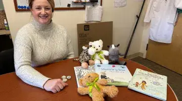 Physician assistant Alyson Hawkins with palliative care resources for patients